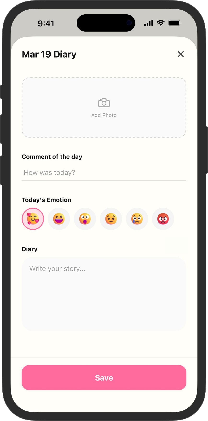 Dear Us app screen 2